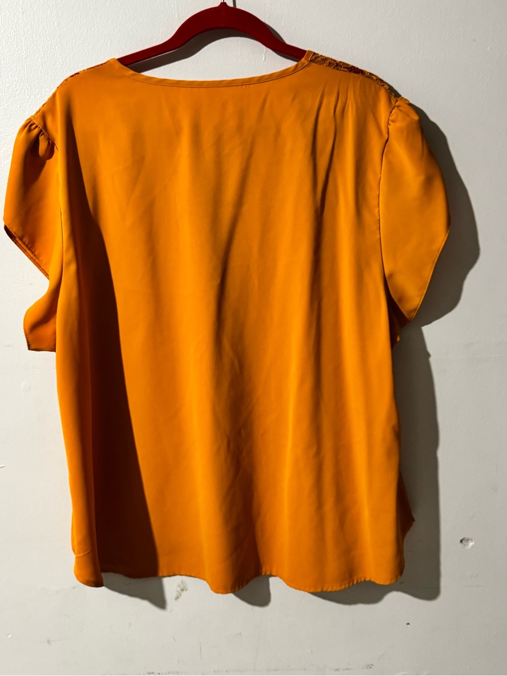Casual Lace Yoke Short Sleeve Blouse - Mustard never been worn Coastal Office 3X - Picture 2 of 8